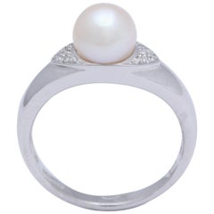 Pearl, Diamond White Gold Ring