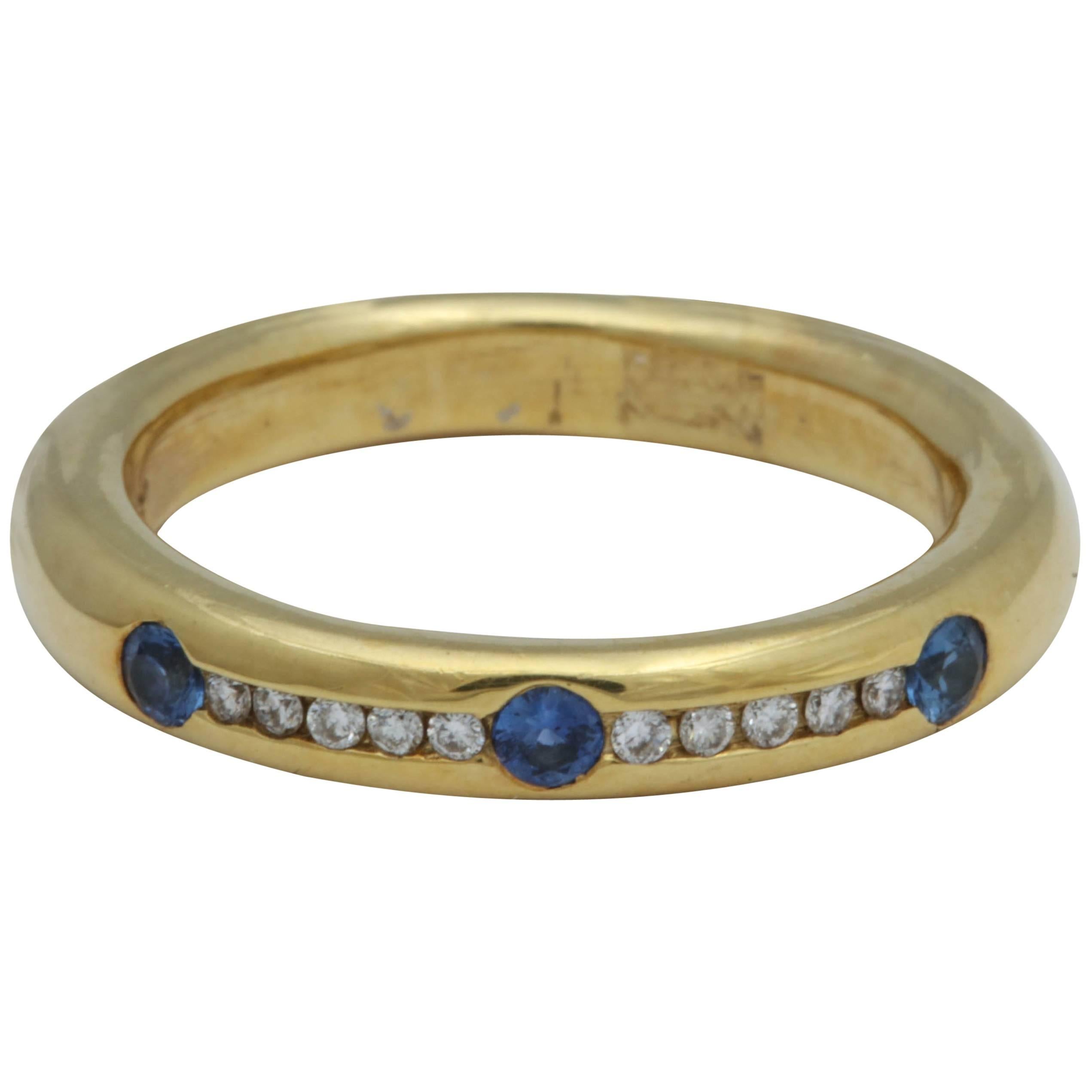 Sapphire and Diamond Band Ring For Sale