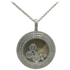 Chopard Happy Diamonds 18 Karat White Gold Round Pendant or Necklace