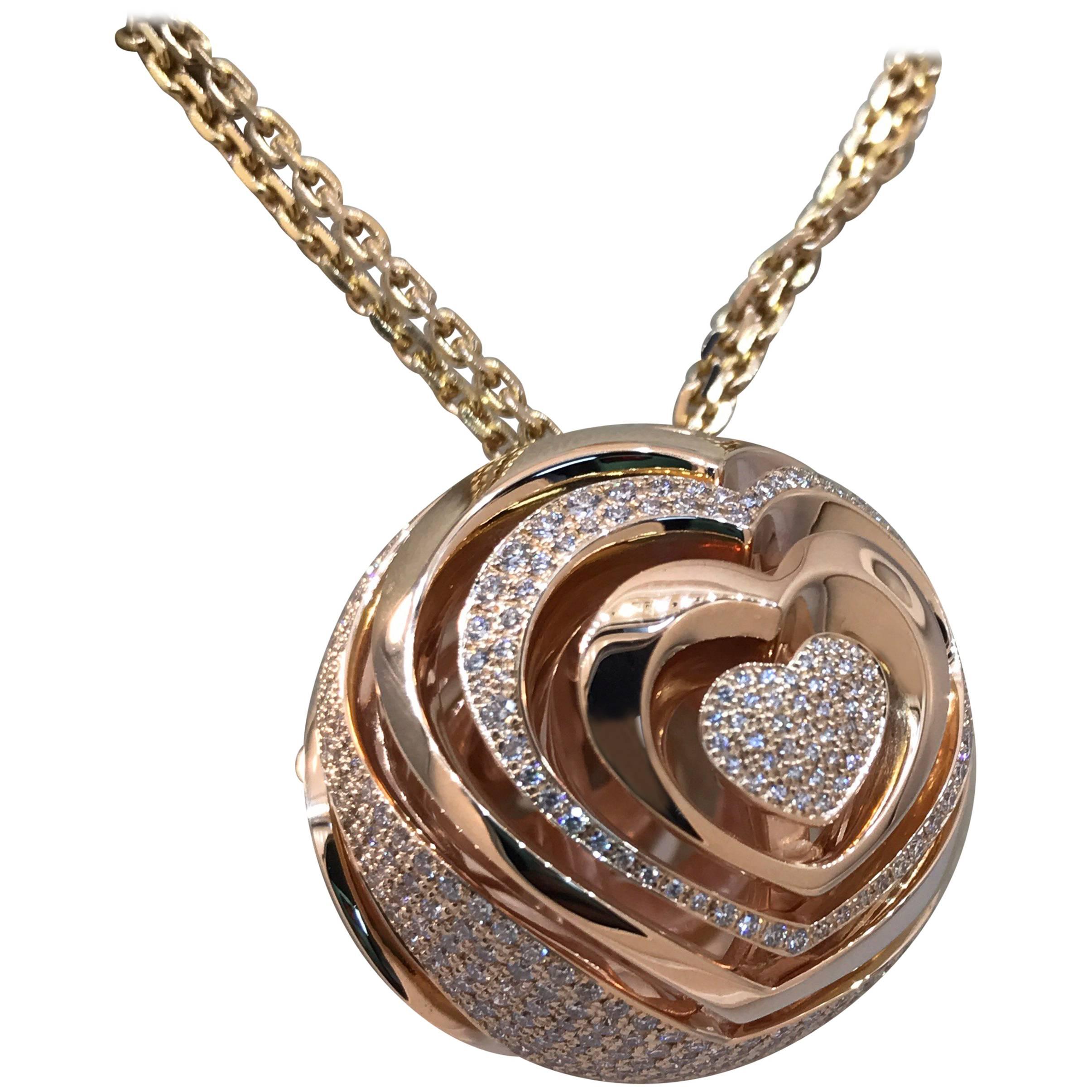 Chopard Xtravaganza Gold and Diamond Double Stranded Chain Pendant or Necklace For Sale