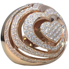 Chopard Xtravaganza Rose Gold Diamond Large Heart Dome Ring 82/7215