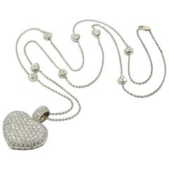 18k White Gold and 7.50cttw Pave Diamond Heart Necklace