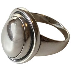 Georg Jensen Sterling Silver Ring with Silver Stone No. 46