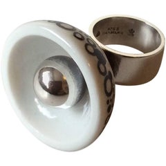 Royal Copenhagen Anton Michelsen Sterling Silver and Porcelain Ring