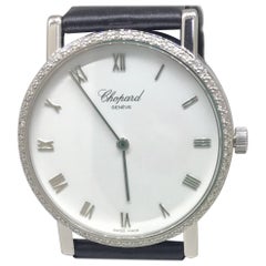 Chopard Classic White Gold Diamond White Dial Black Leather Band Unisex Watch