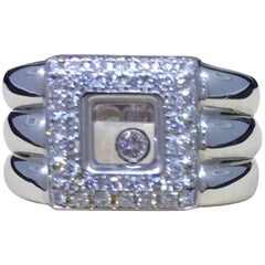 Chopard, bague carrée Happy Diamonds en or blanc 18 carats 82/2347