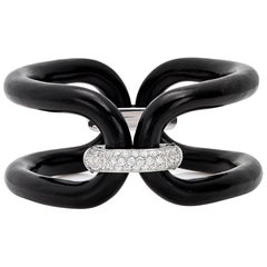 Bangle della Collection'S in legno d'ebano, oro bianco 18 kt e diamanti