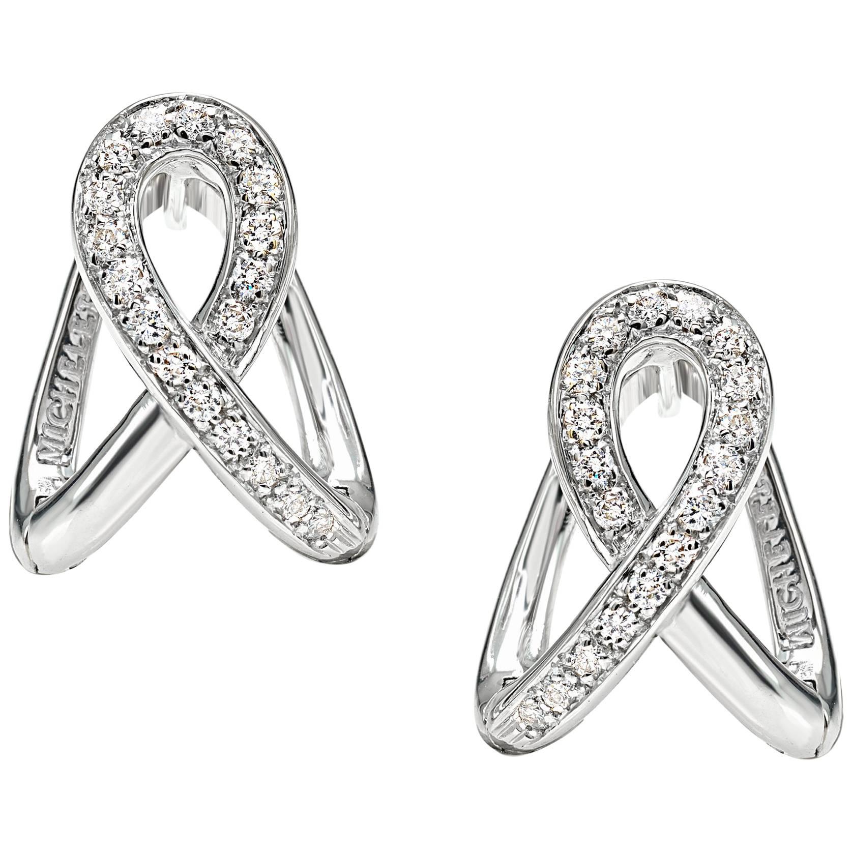 Earrings from the Collection "Essence" 18 Karat White Gold and Diamonds For Sale
