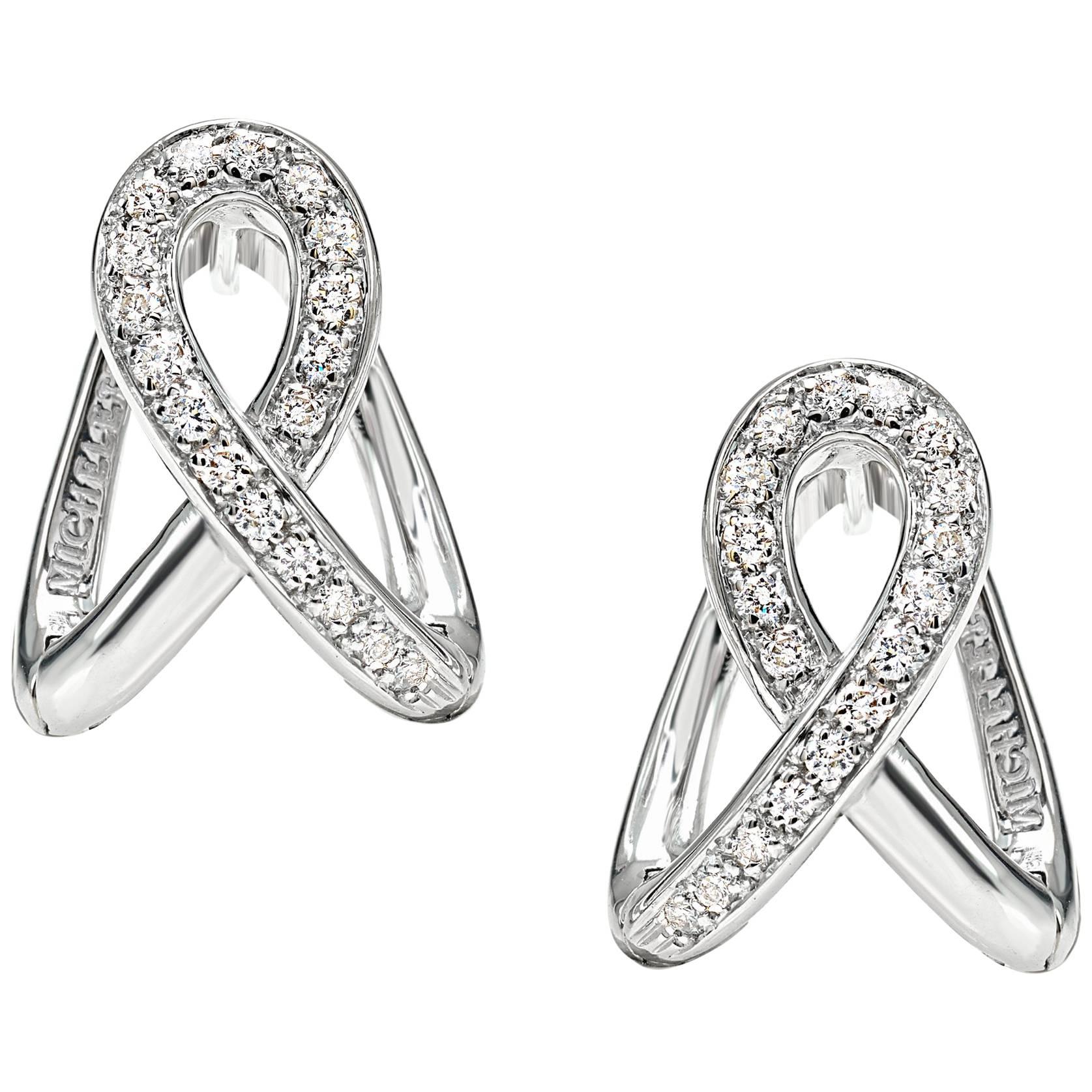 Pendientes de Oro Blanco con Diamantes Blancos de la Colección Essence