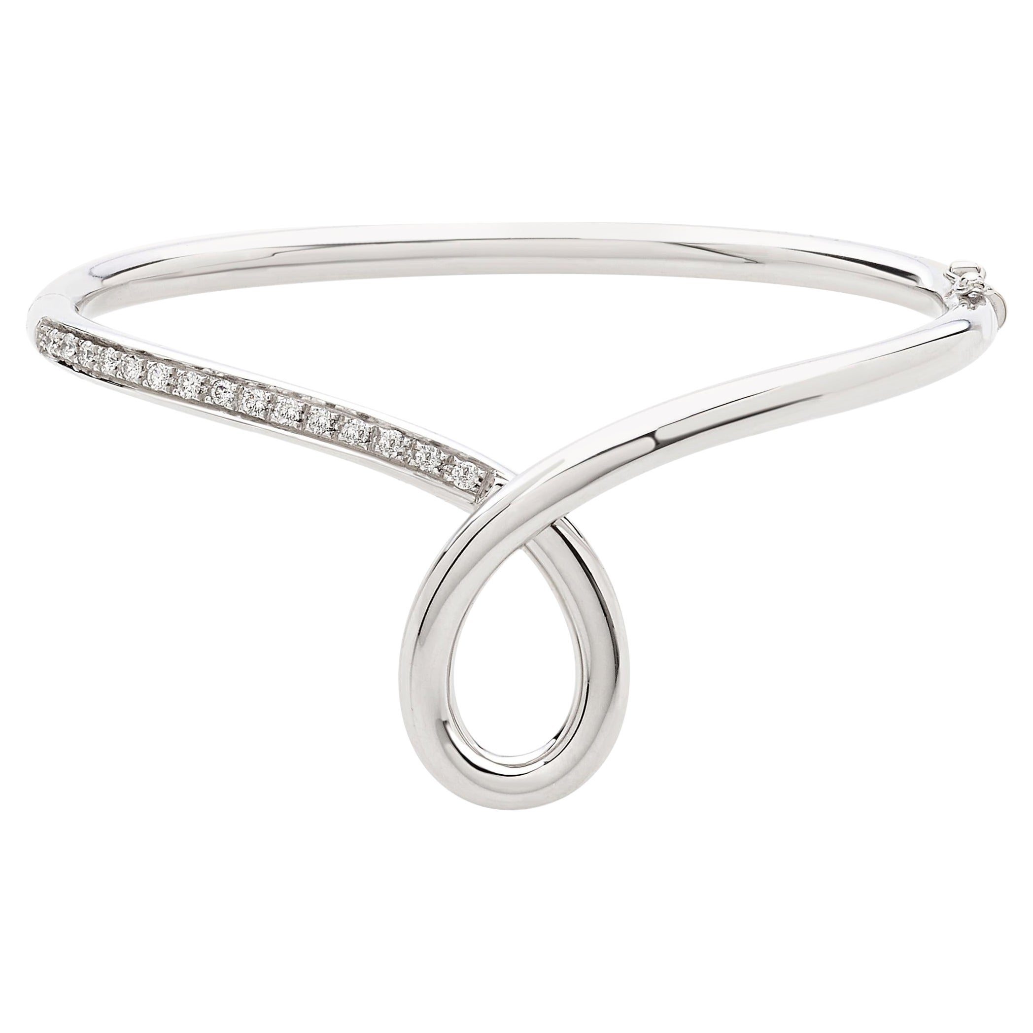Bangle from the Collection "Essence" 18 Kt White Gold and Diamonds For Sale