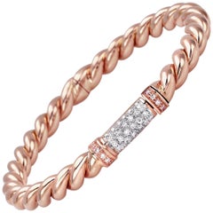 Bracelet jonc de la collection "Rope" en or rose 18 carats et diamants