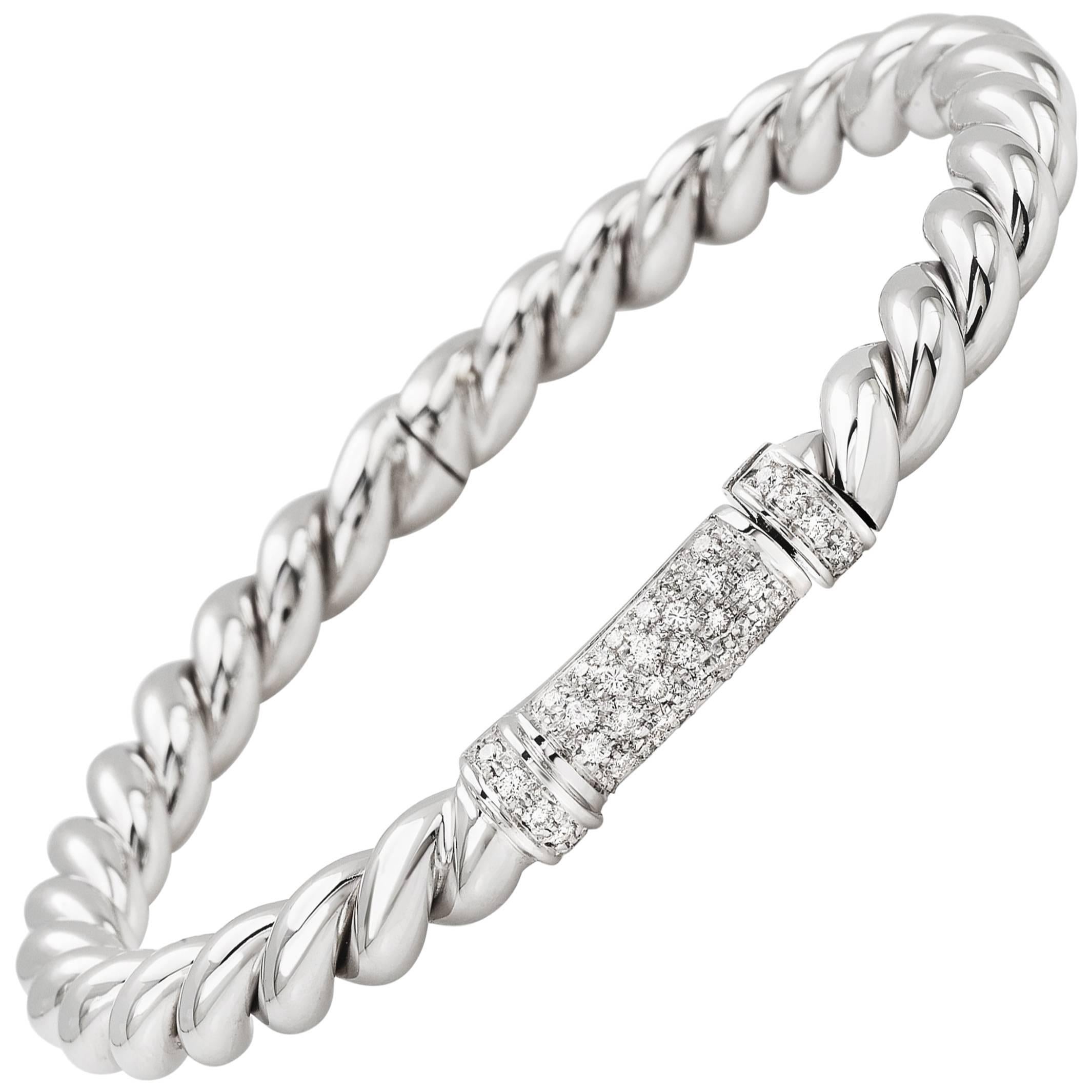 Bangle from the Collection "Rope" 18 Karat White Gold and Diamonds For Sale