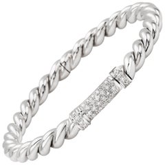 Bracelet jonc de la collection "Rope" en or blanc 18 carats et diamants