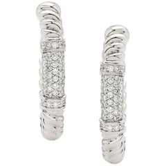 Pair of Earrings from the Collection "Rope" 18 Karat White Gold and Diamonds