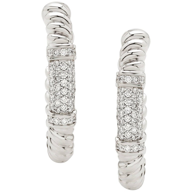 Pair of Earrings from the Collection "Rope" 18 Karat White Gold and