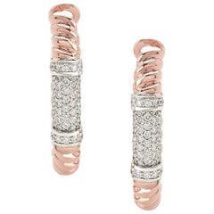 Pendientes de cuerda en oro rosa de 18 quilates con diamantes blancos