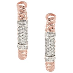 Paire de boucles d'oreilles en or rose 18 carats et diamants de la collection "Rope"