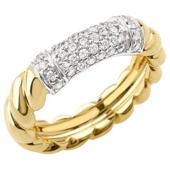 Rope Ring in 18K Yellow Gold with White Diamonds