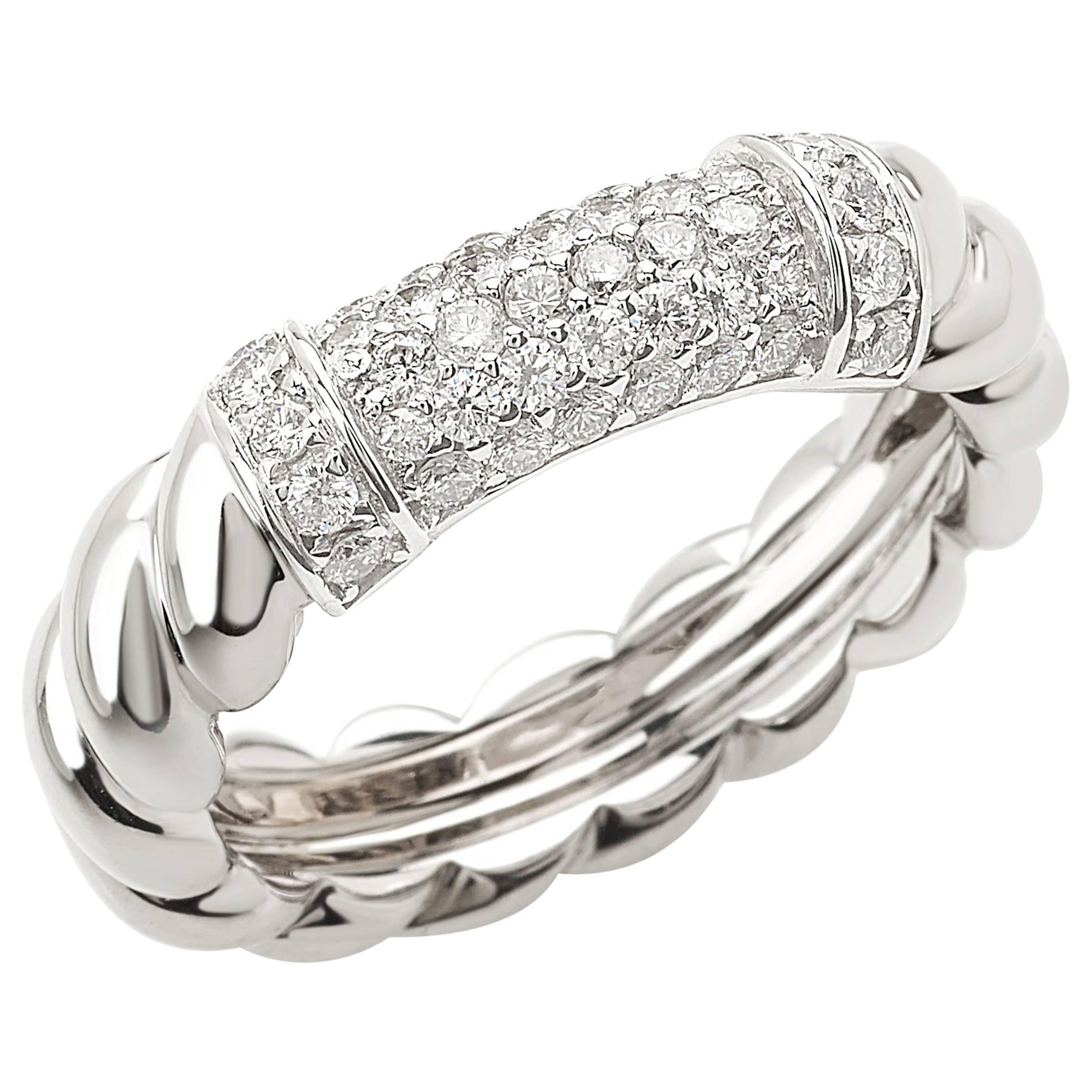 Ring from the Collection "Rope" 18 Karat White Gold and Diamonds For Sale