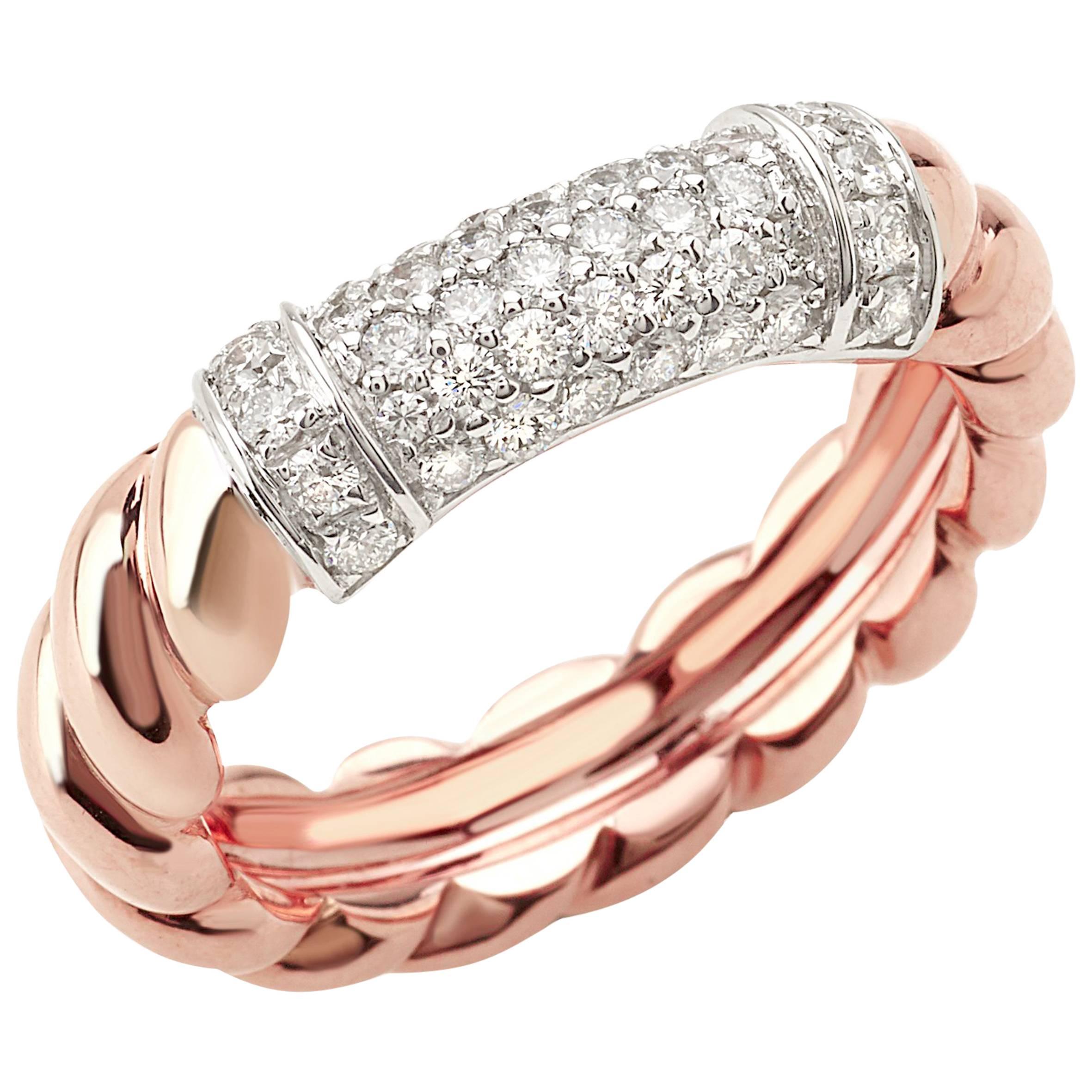 Ring from the Collection "Rope" 18 Karat Rose Gold and Diamonds For Sale