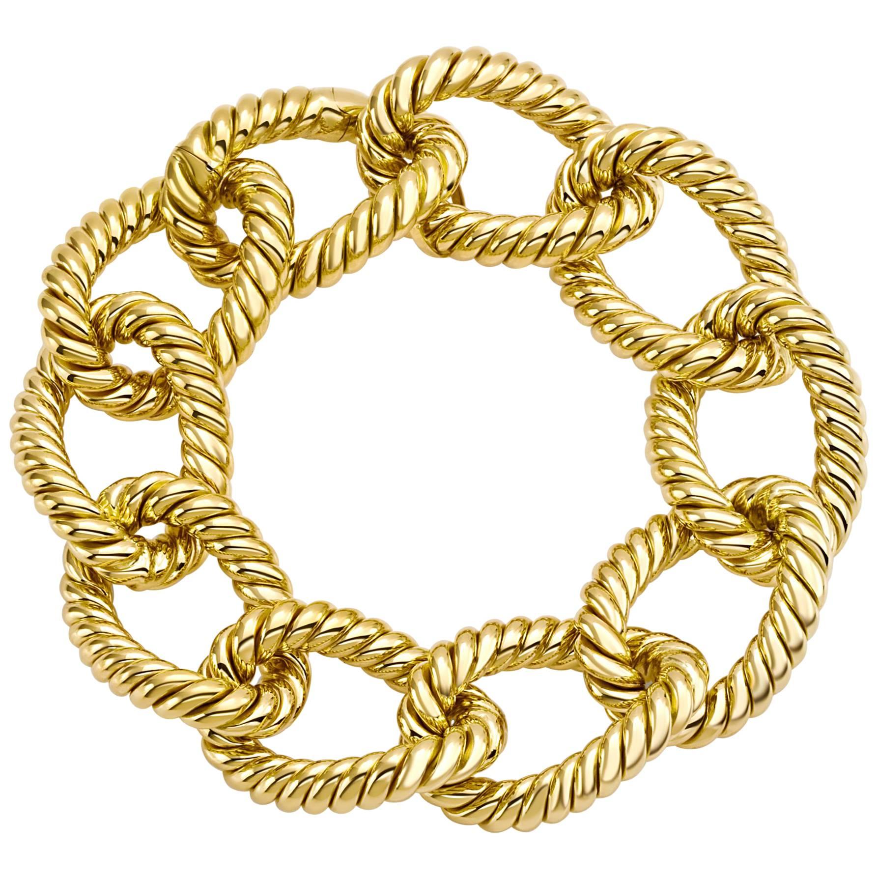 Bracelet en or jaune 18 carats de la collection "Rope" en vente