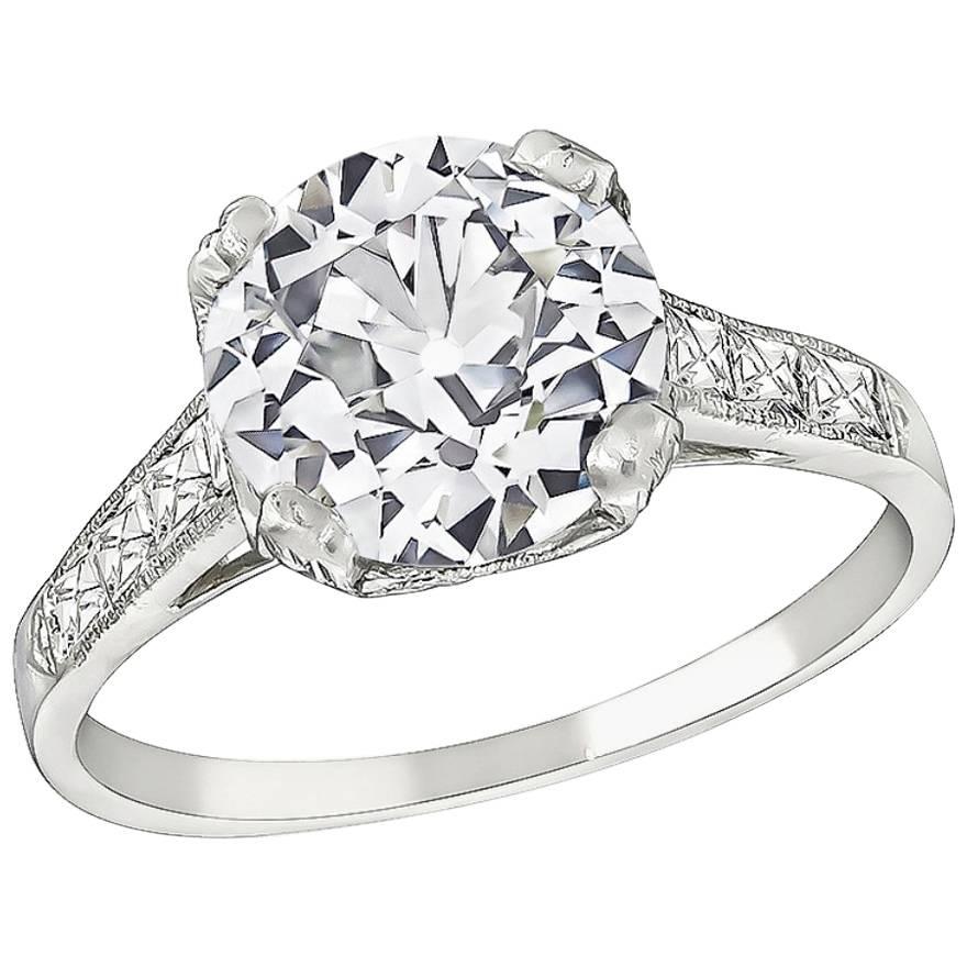 GIA Certified 2.07 Carat Old European Diamond Engagement Ring