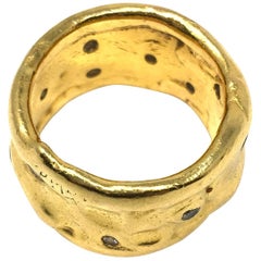 Jean Mahie 22 Karat Yellow Gold Ring Band with Diamonds