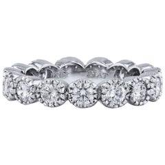 H & H 1.78 Carat Ten Prong Diamond Eternity Band Wedding Ring 6.25