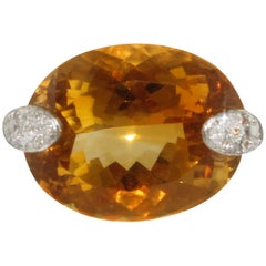 Diamonds Topaz Yellow Gold Ring 