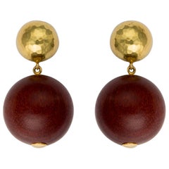 Paloma Picasso for Tiffany & Co. Gold and Wood Drop Earrings
