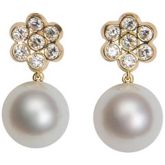 Bulgari Diamond and Pearl Drop Earrings