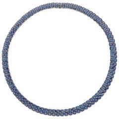 18 Karat Yellow Gold Necklace with Blue Sapphires
