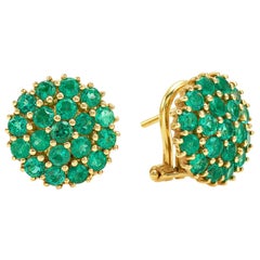 Flirt Collection 18 Karat Yellow Gold Pair of Earrings in Emeralds