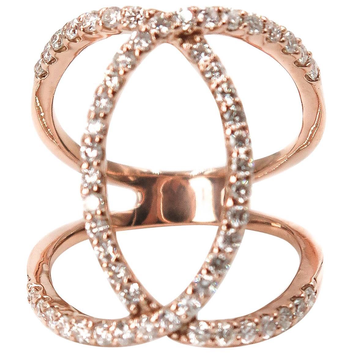 Diamond Interlocking Circles Rose Gold Ring