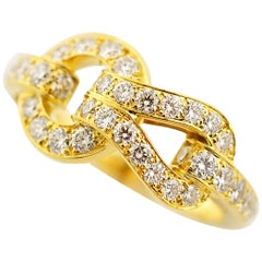 Cartier Diamond 18 Karat Yellow Gold Agrafe Ring US 7.5