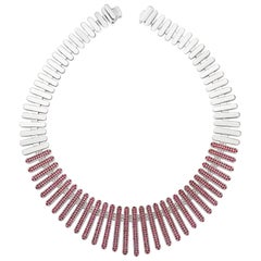 Necklace Collection "Moonlight" 18 Karat White Gold Ruby and White Diamonds