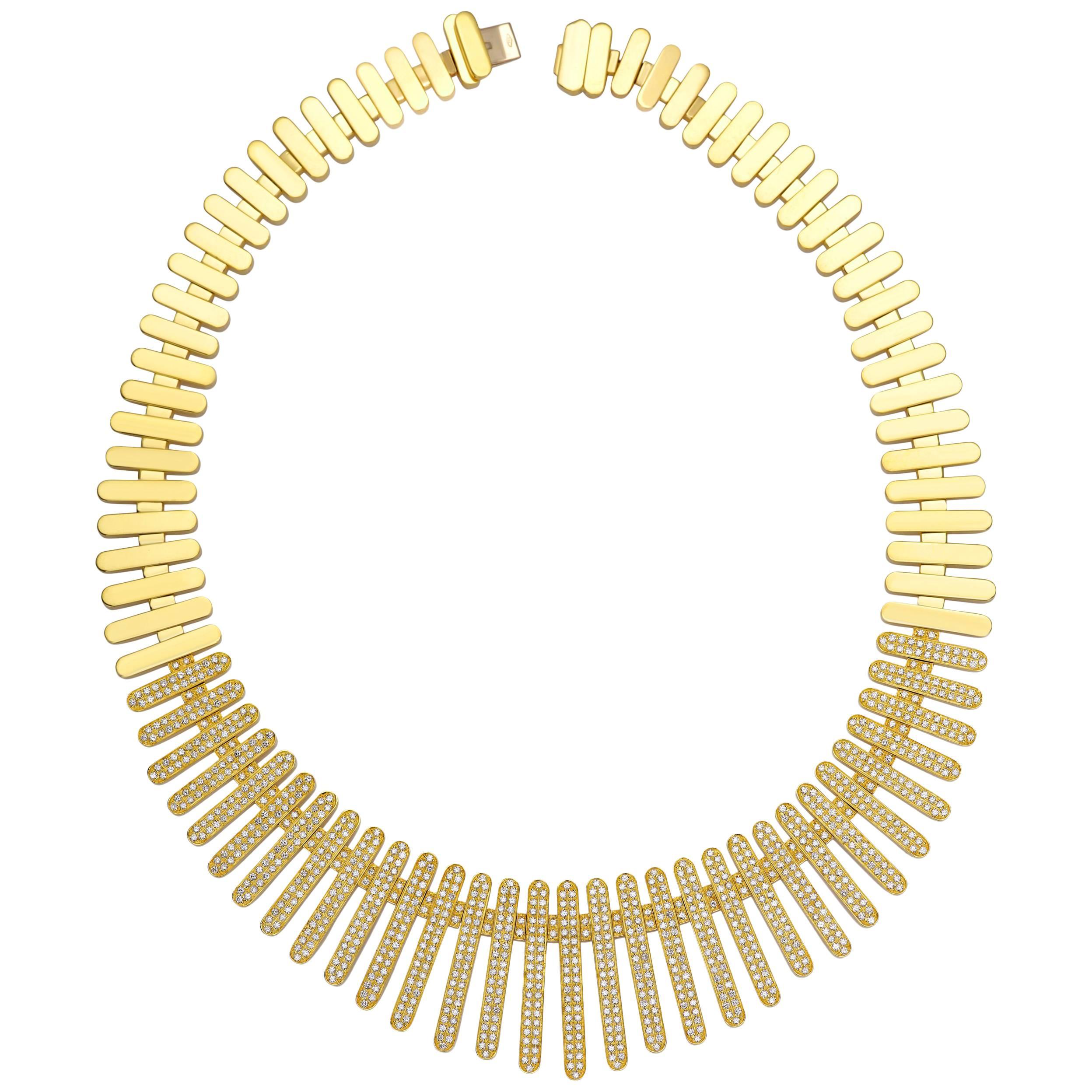 Necklace Collection "Moonlight" 18 Karat Yellow Gold and Diamonds For Sale