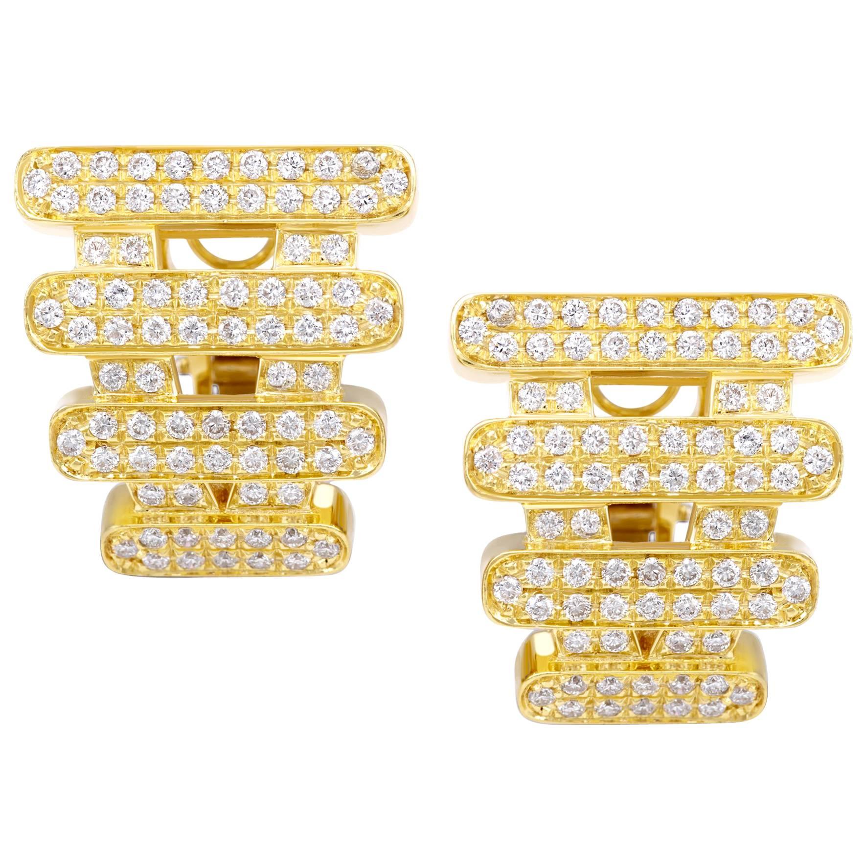 Earrings Collection "Moonlight" 18 Karat Yellow Gold and Diamonds For Sale