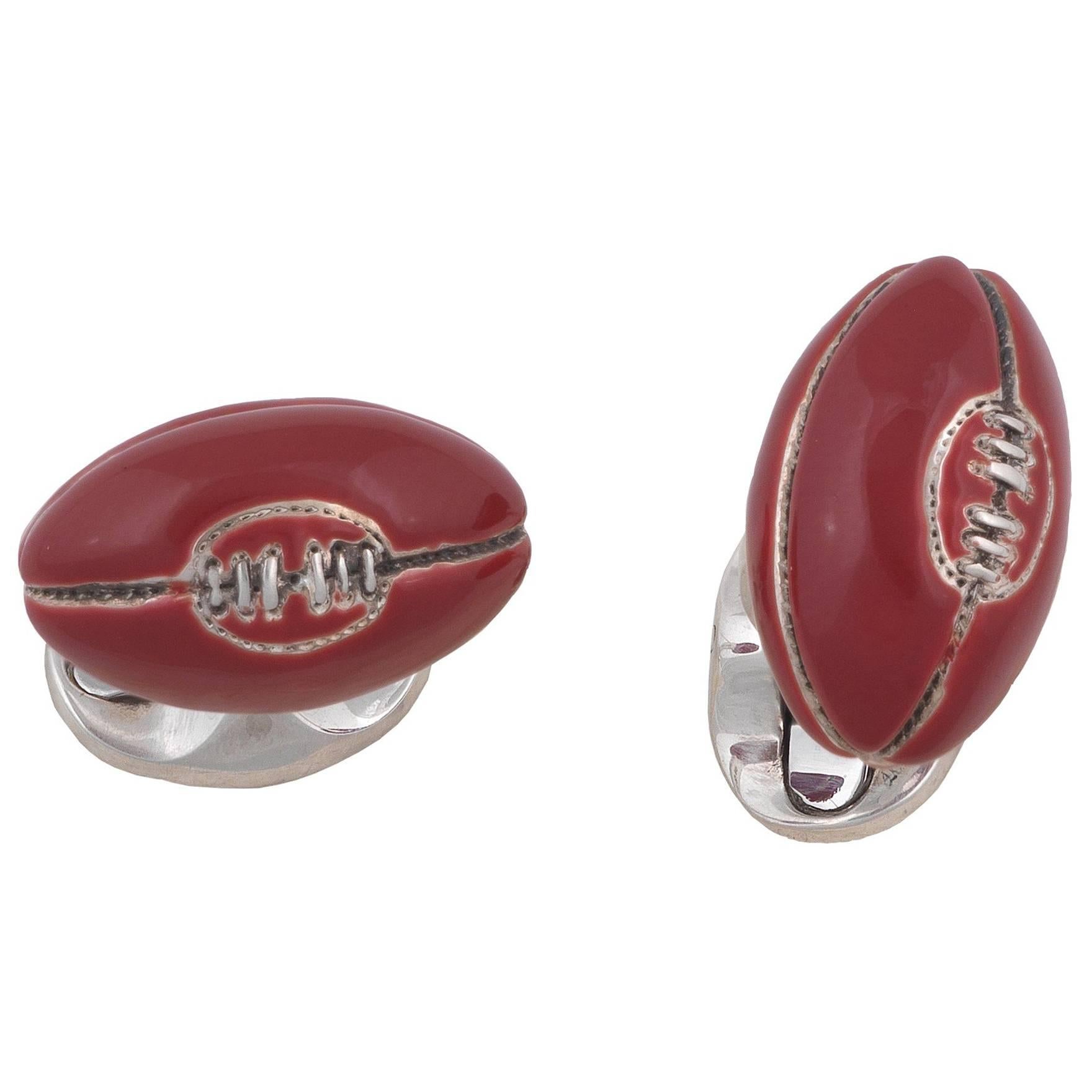 Deakin & Francis Sterling Silver Rugby Ball Cufflinks