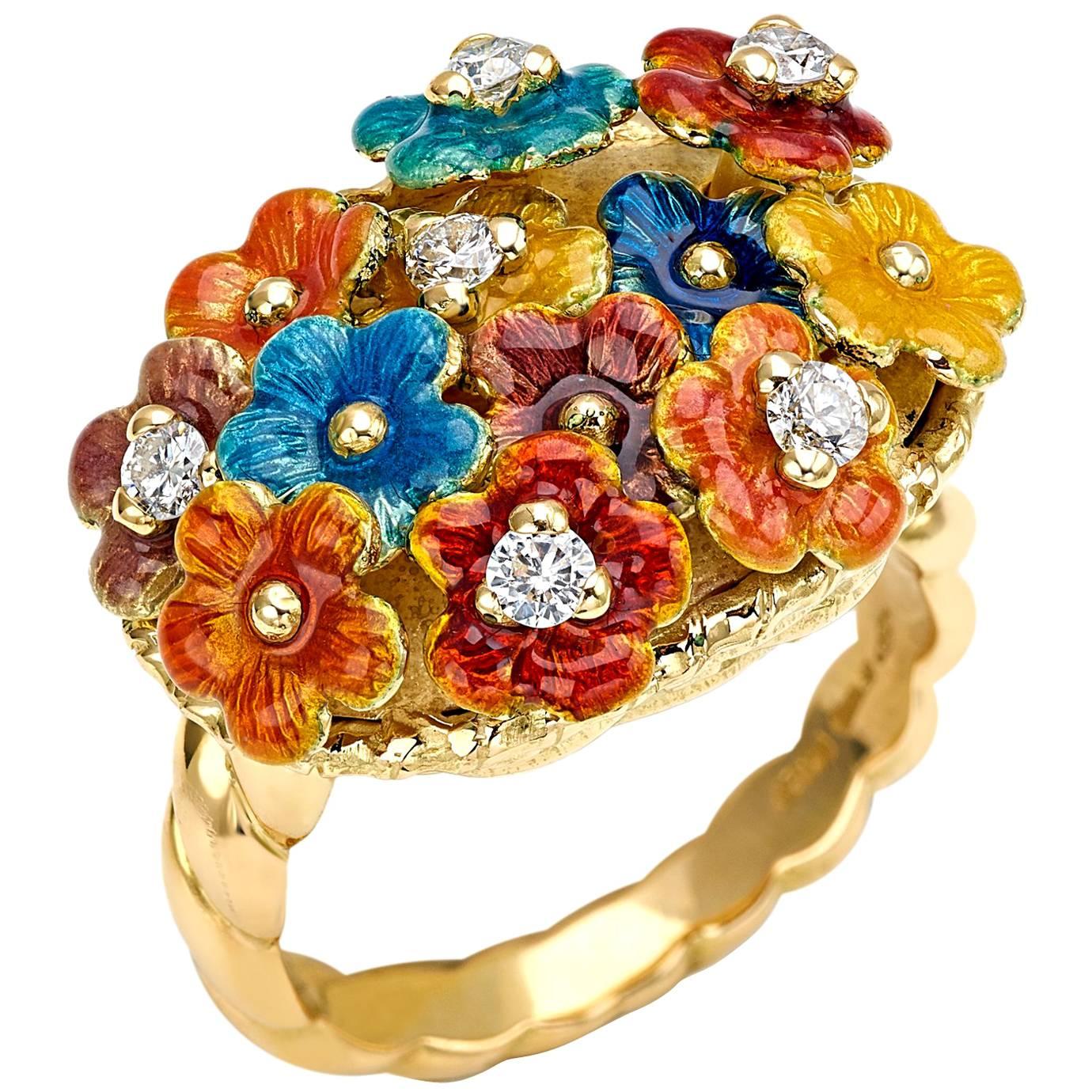 Bague de la collection "Dreem" en or jaune 18 carats et diamants en vente
