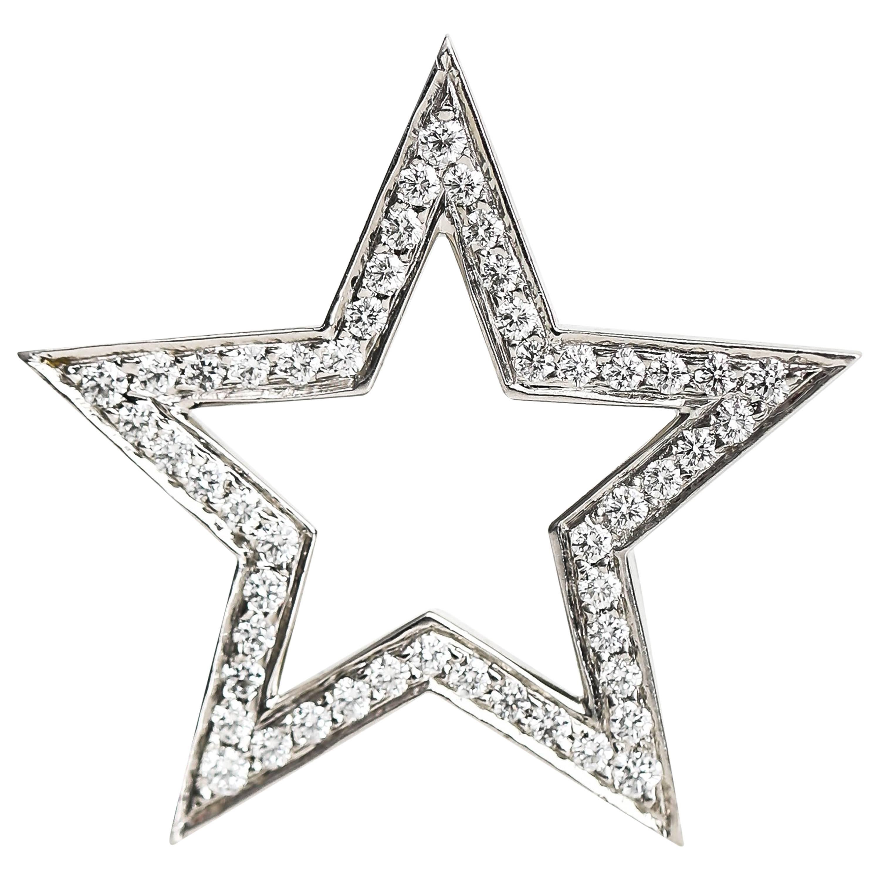 2005 Tiffany & Co. 1 Carat Diamond Platinum Star Brooch