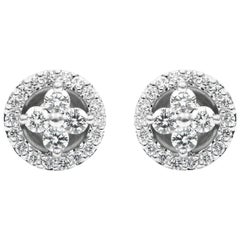 Floral Diamond White Gold Cluster Stud Earrings