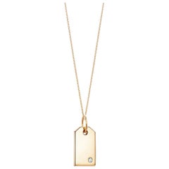 Tiffany & Co. Yellow Gold Mini Tag Charm Diamond Pendant Necklace
