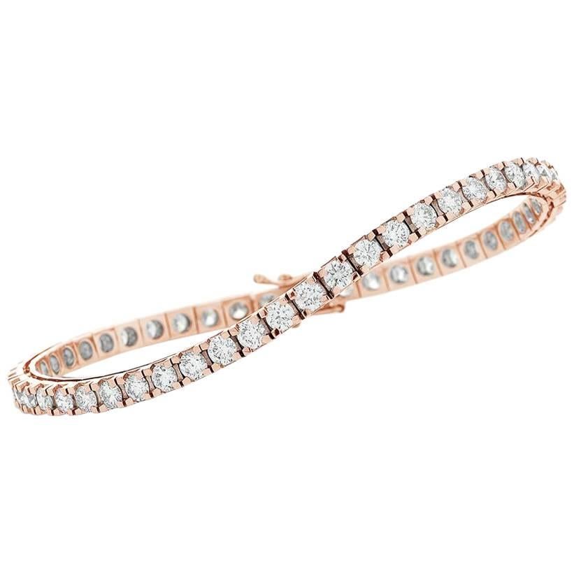 18ct Rose Gold White Diamond Line / Tennis Bracelet For Sale