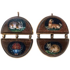 Antique Gold Mosaic Animal Earrings, circa 1875