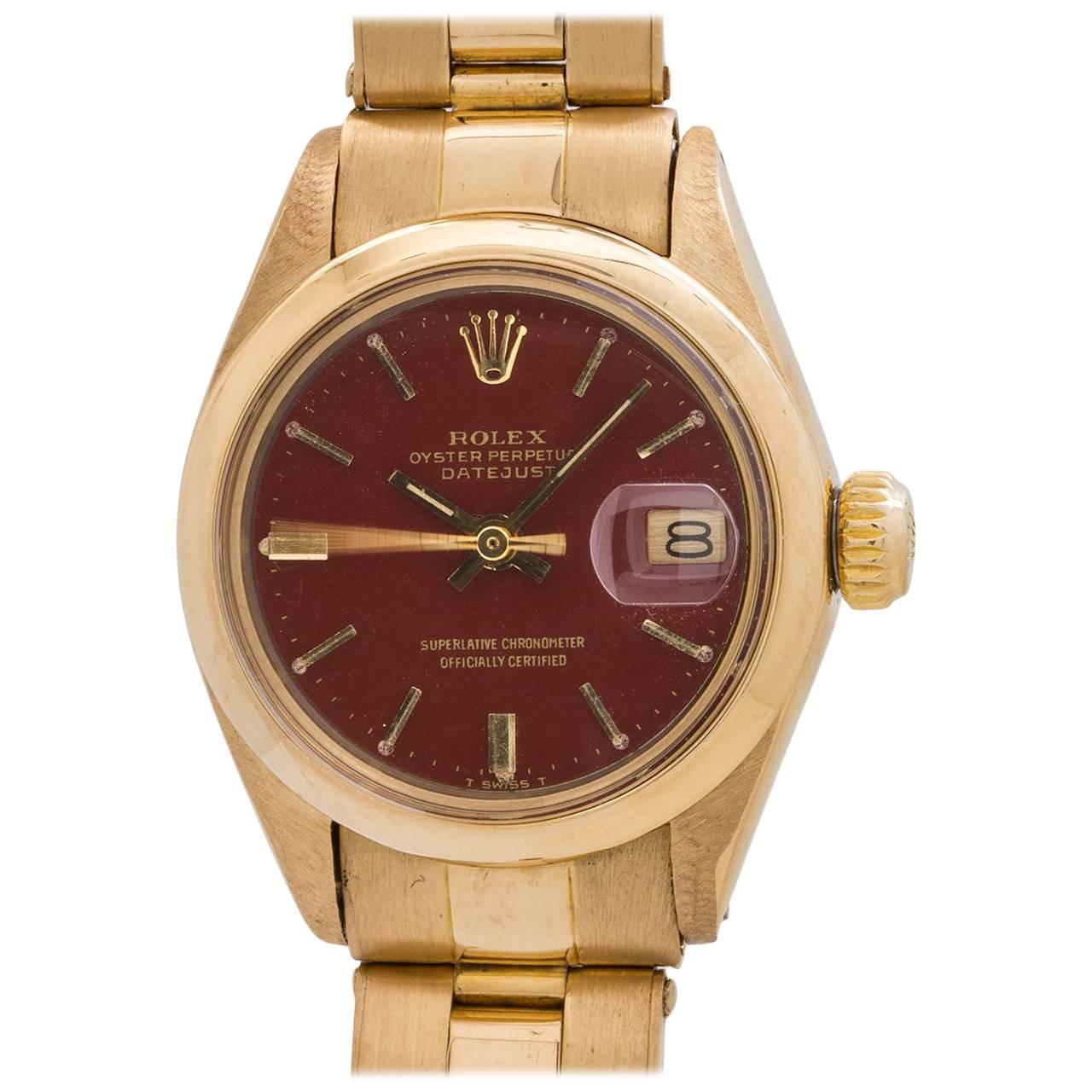 Rolex Ladies Yellow Gold Date “Stella Dial” Self Winding Wristwatch, circa 1974