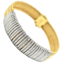 Roberto Coin Diamond Rows Primavera Collection Mesh Bracelet 18 Karat Gold