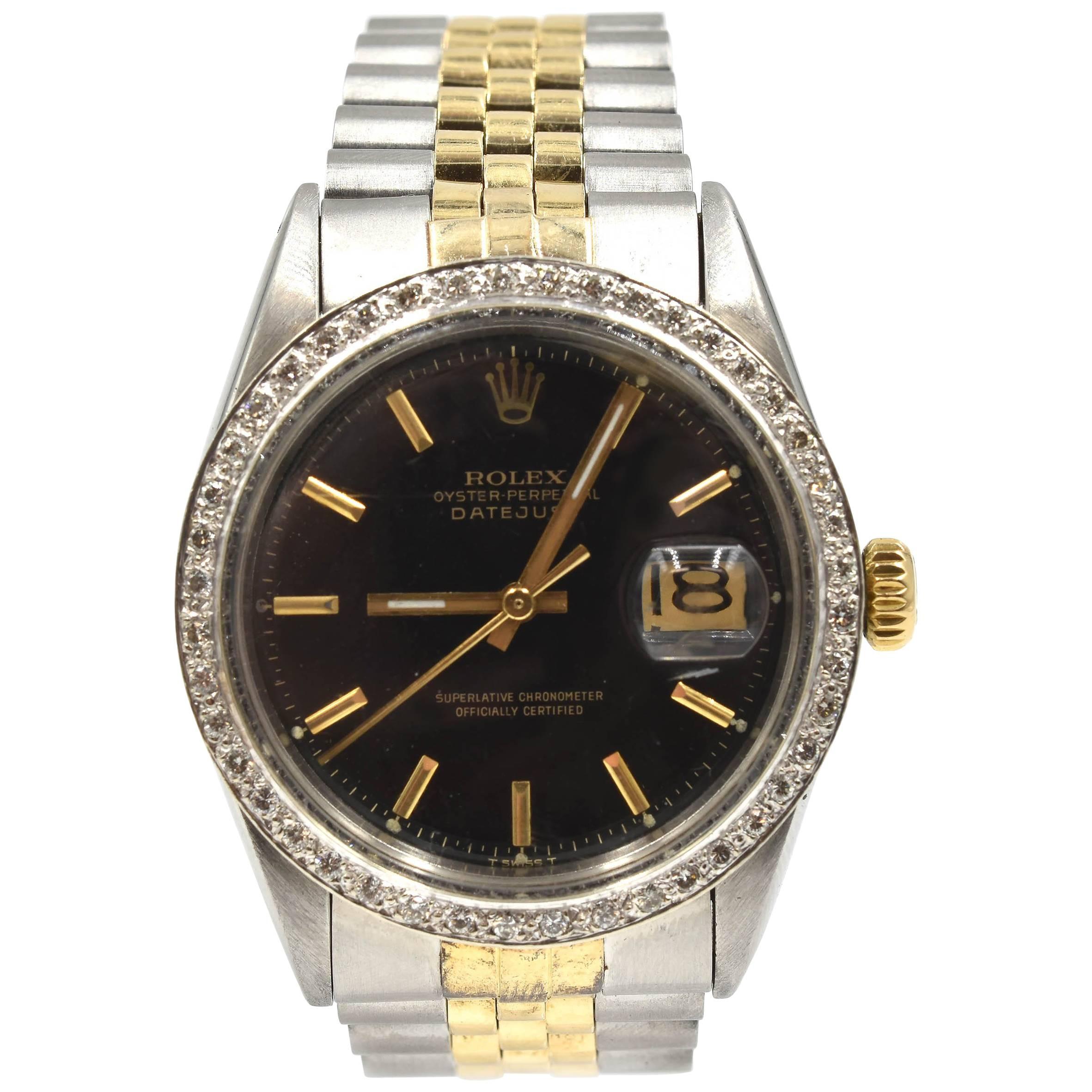 Rolex Yellow Gold Stainless Steel Vintage Datejust Automatic Wristwatch Ref 1601