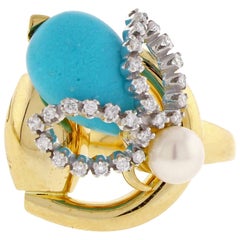 Gucci Turquoise and Diamond Bee and Bit Ring