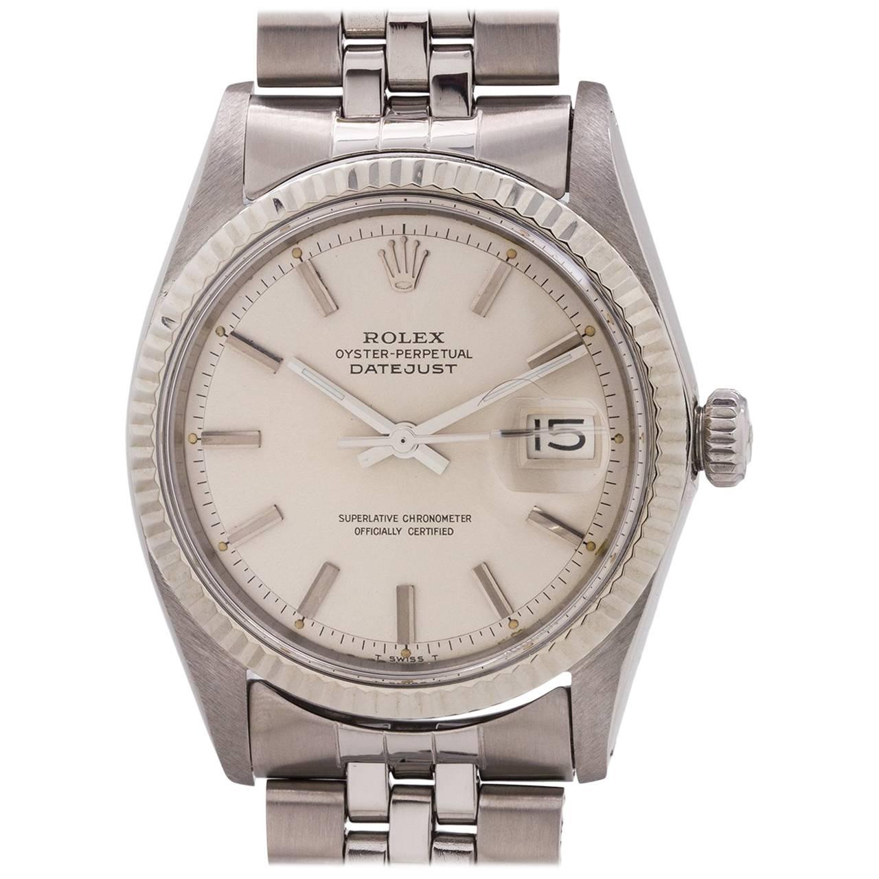 Rolex White Gold Stainless Steel Datejust Self-Winding Wristwatch, circa 1968